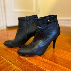 J.Crew Black Leather Booties, 3.5” Heel